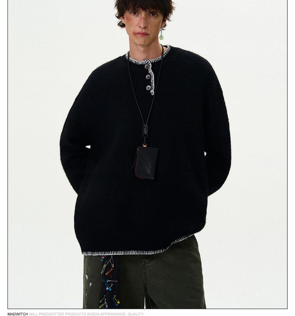 Men's Loose Fit Solid Color Knitwear - Autumn/Winter Warm Lapel Sweater, Casual Gentleman Style, Non-Iron Long Sleeve Base Layer Shirt