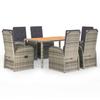 Vidaxl 7-Cz. Garden Furniture Set With Cushions, Grey, PE Rattan