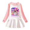 Multi-color Girls Kpop Rumi Zoey Mira Hunters Print Pleat Mesh Dress