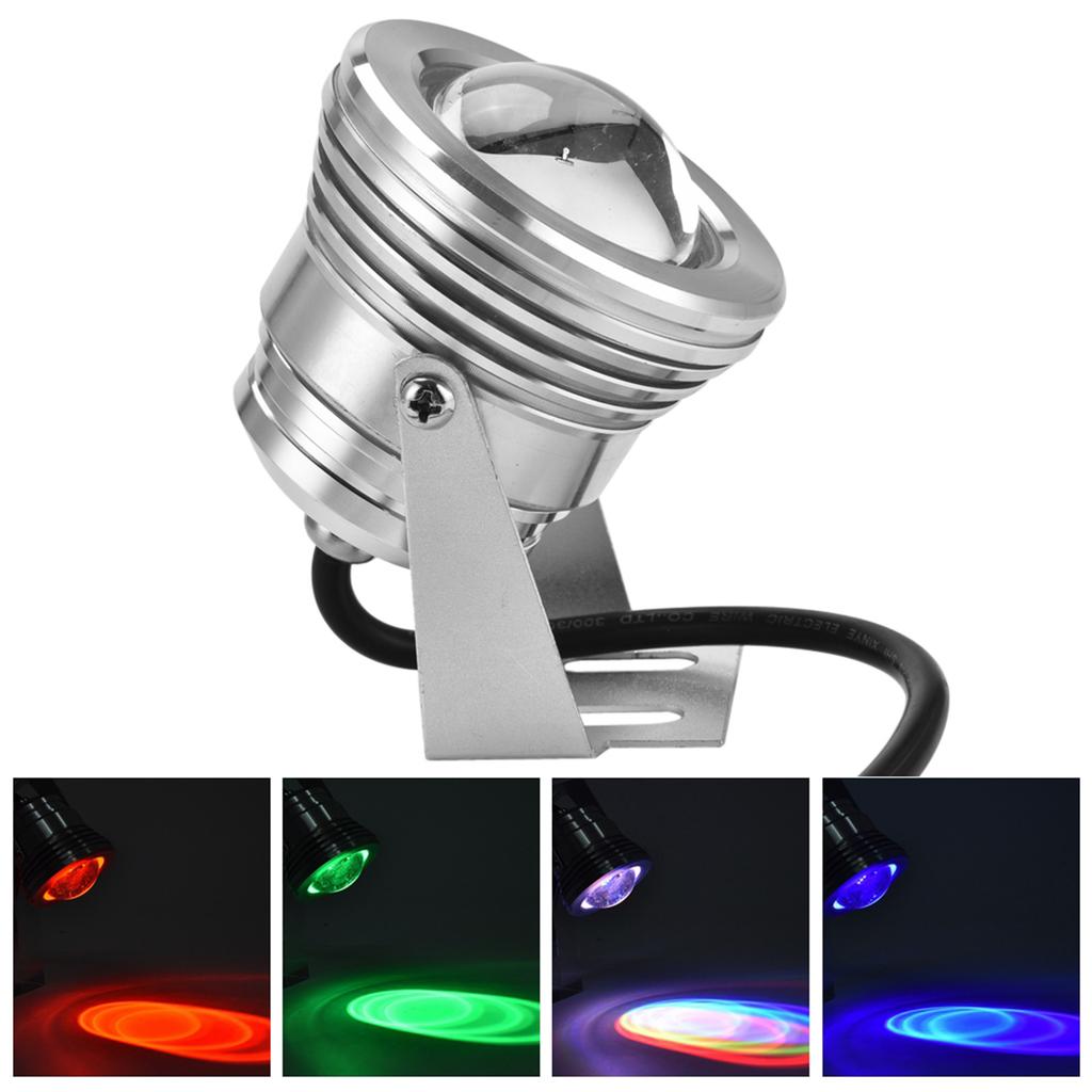 12V 10W RGB Wodoodporna lampa LED do akwarium, basenu, ogrodu, podwodnego, srebrna