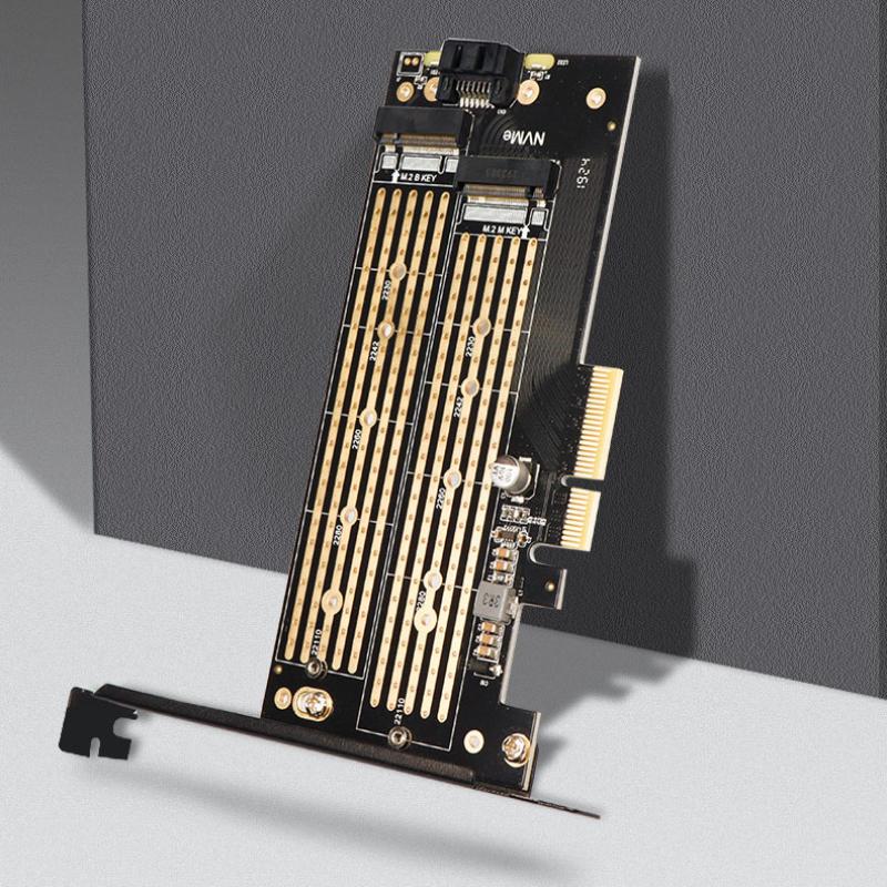 Dual M.2 Pcie 4.0 Adapter For Nvme/Ngff Ssd Nvme (M Key) And Sata (B Key) Ssd To Pcie X4 X8 X16 Slot For Desktop Pc Sk6