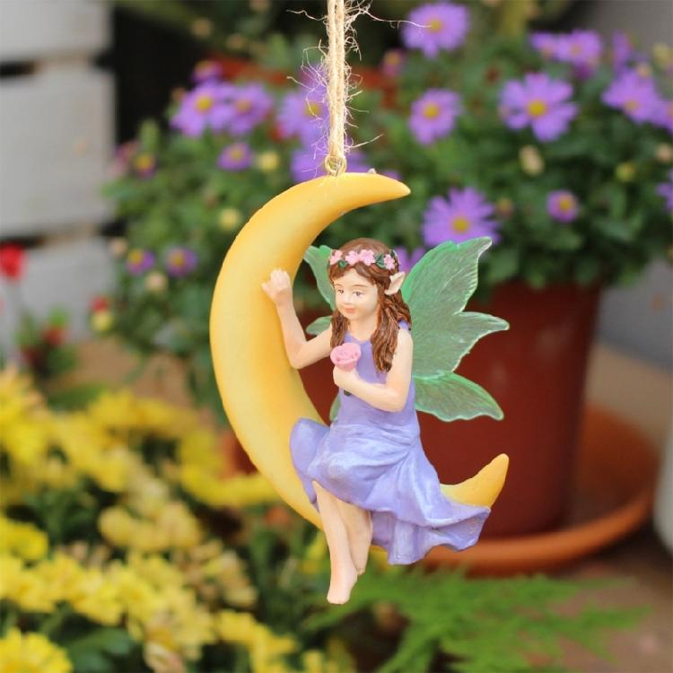 Umělecké pryskyřičné elfí ozdoby Měsíční houpačky Sošky pro zahradu a vnitřní scény Dekorace Venkovní použití