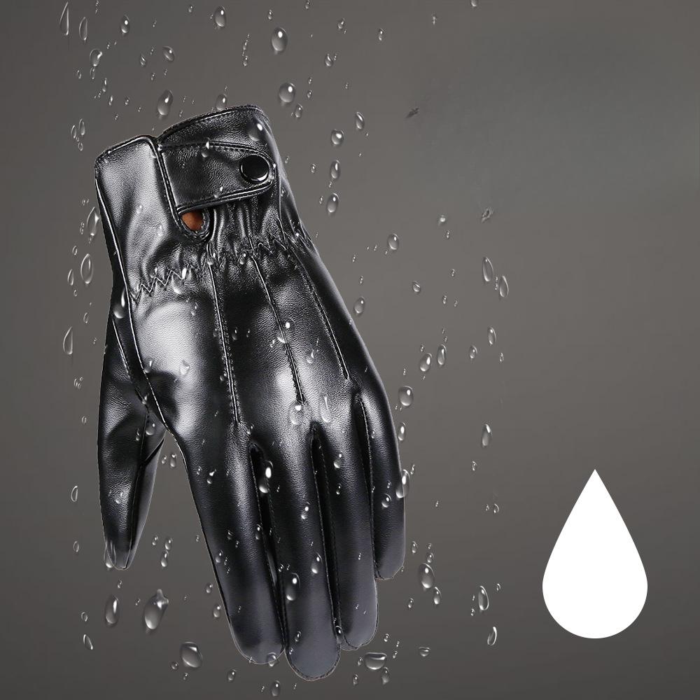 Warm Gloves Plus Velvet Thickened Outdoor Cycling Waterproof Windproof Cycling Men's PU Leather Autumn and Winter Touch Screen Gloves