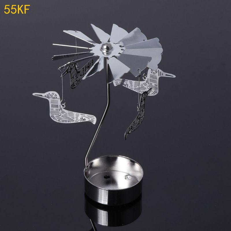 55KF Rotating Holder Rotary Tealight Holder Christmas Table Decoration Windmill Revolving Candlestick for Wedding Gift