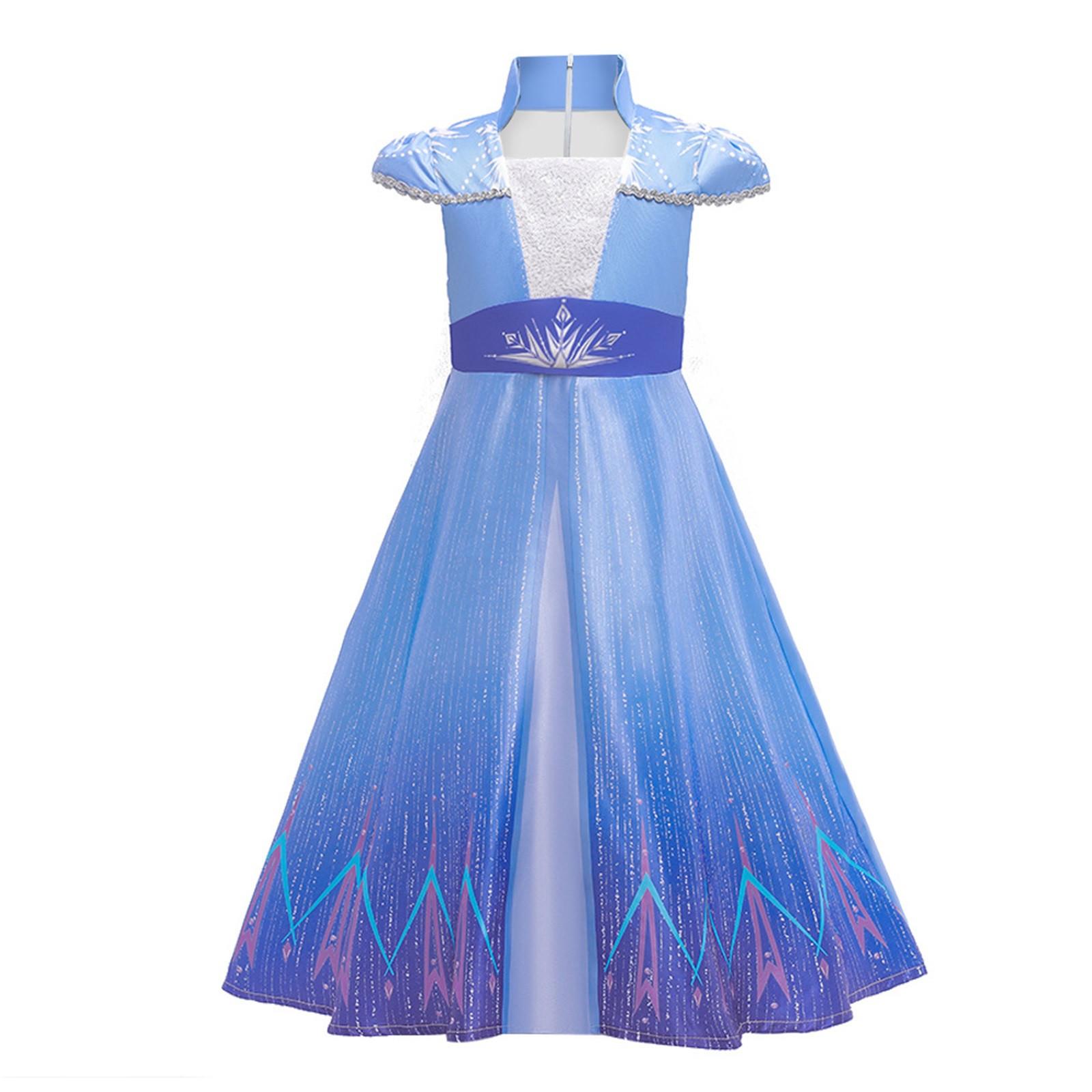 

Kids Girls Cosplay Princess Bridesmaid Pageant Gown Birthday Party Wedding Dress 150 синий