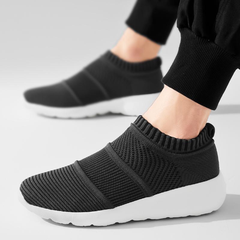 Mens Walking Shoes Breathable Slip On Socks Shoes UNISEX Lightweight Shock Absorption Thick Sole Casual Sneakers