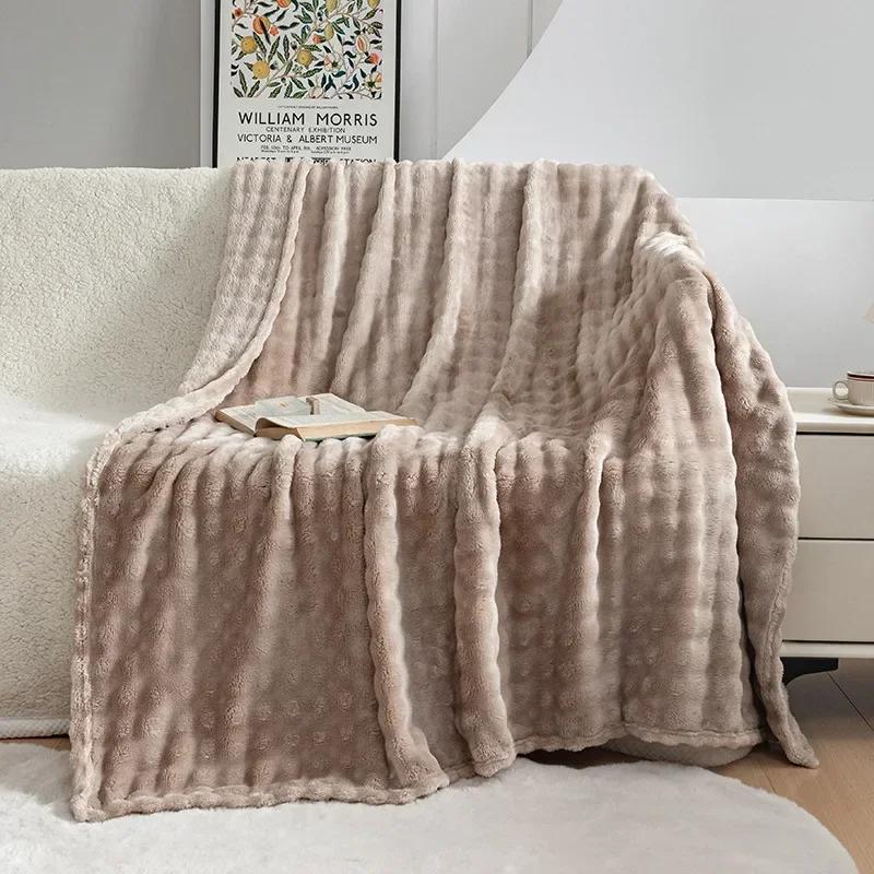 Bubble Rabbit Flannel Blanket Air Conditioning Sofa Cover Blanket Gift Casual Coral Velvet Blanket