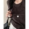 Korean Style Silver Geometric Pendant Necklace - Women's Elegant Sweater Chain