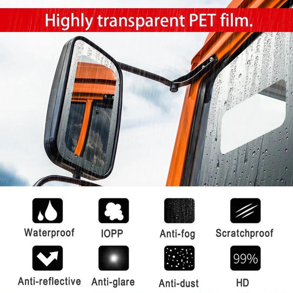 2PCS Car Rearview Mirror Rain Film Large Truck Mirror Nano Film Protective Film Anti-Glare Rain Anti-Fog Pan Hydrophobic