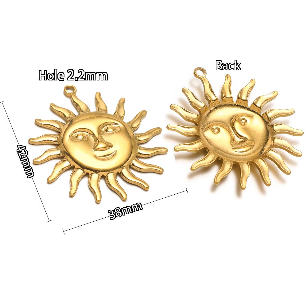 5Pcs Stainles Steel Face Sun Flower Gold Charms for DIY Hiphop Necklace Pendants Supplies Jewelry Findings Women Earrings Making