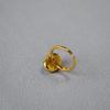 Vintage Brass Gold-Plated Adjustable Ring with Faceted Genuine Natural Stone