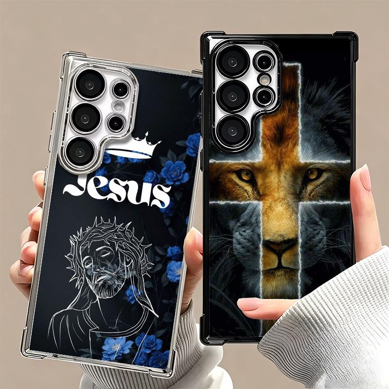 God Jesus Pray Cross Bible Plating Phone Case For Samsung Galaxy S24 S25 FE S26 Edge S23 Ultra S22 S21 Plus S20 Anti-Fall Airaba