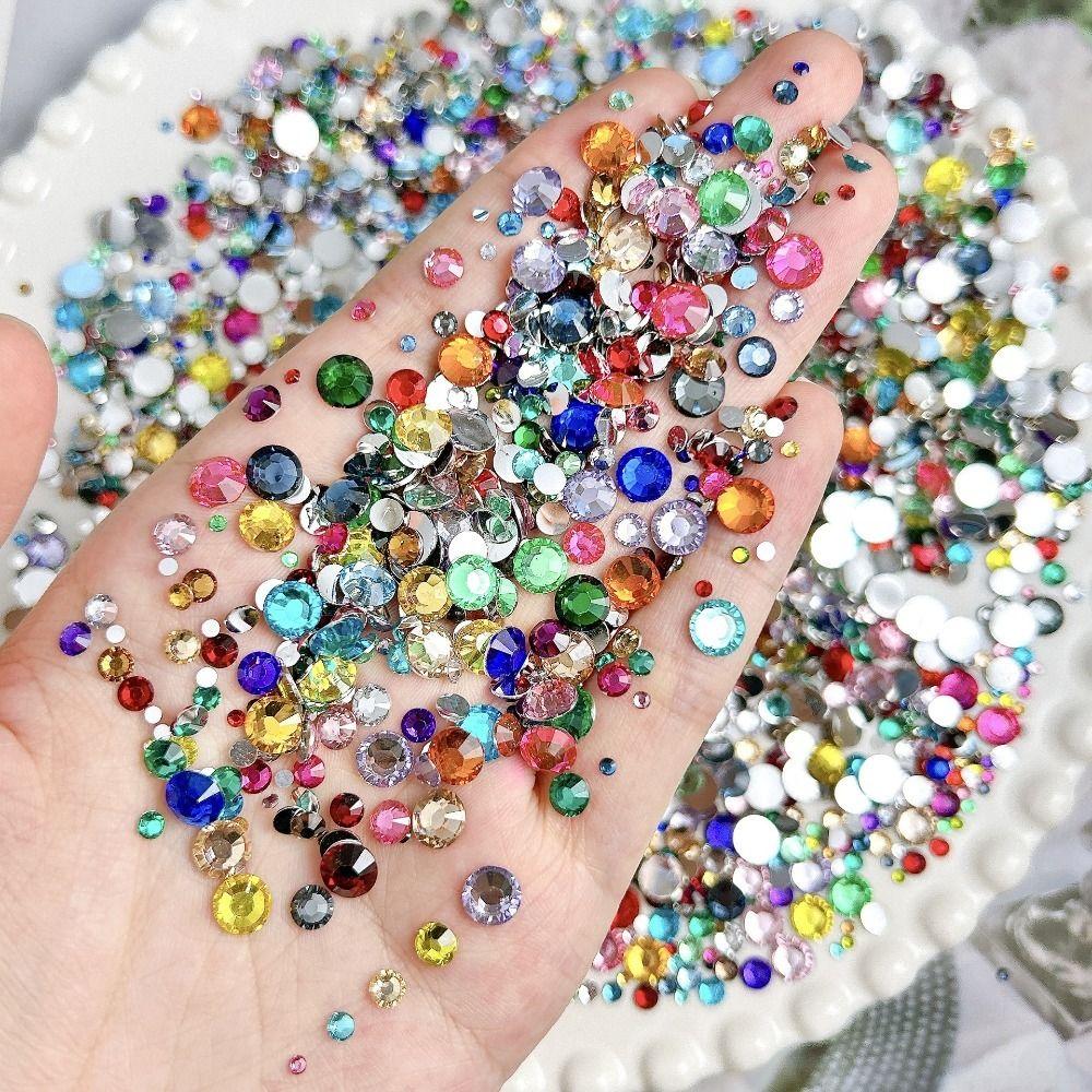 1440 Pcs Nail Art Crystal Beads 3D Nail Sparkle Decoration Sparkle Glass Rhinestone Women