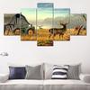 Leinwandbilder Wohnzimmer Wandkunst HD-Drucke 5 Teile Tier Weißwedelhirsche Poster Heimdekoration Bauernhaus Bilder