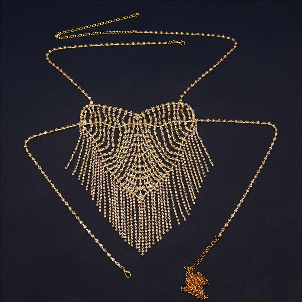 Luxury Heart-Shaped Rhinestone Back Chain, European And American Fashion And Sexy Body Chain Accessories Back Chain
