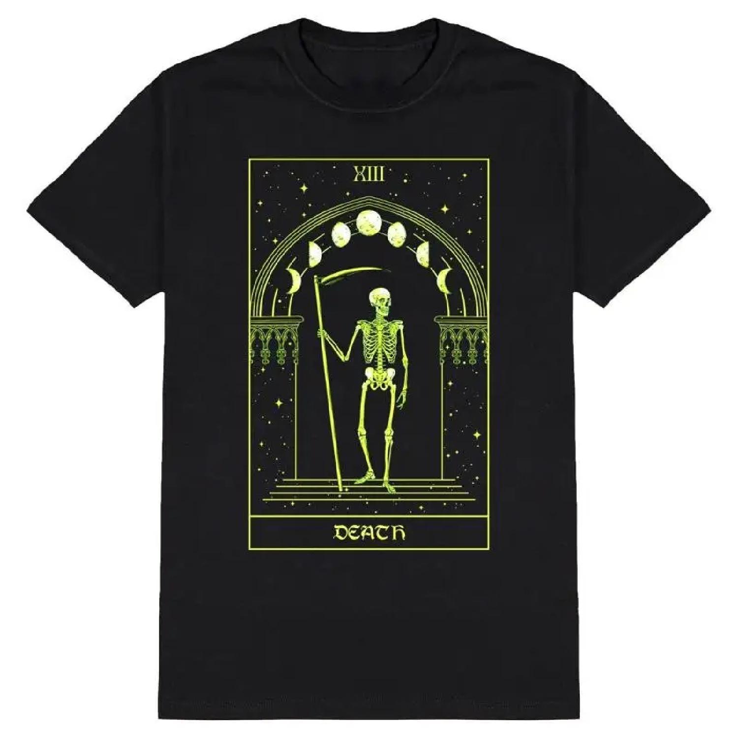 Death Tarot Card T Shirt Mens Goth Grim Reaper Skeleton Gothic Horror Clothing S