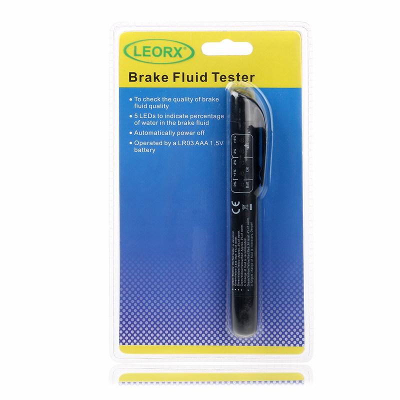 Leorx Brake Fluid Tester Pen Black Plastic Metal Car Maintenance Tool for Fluid 4 Indicator