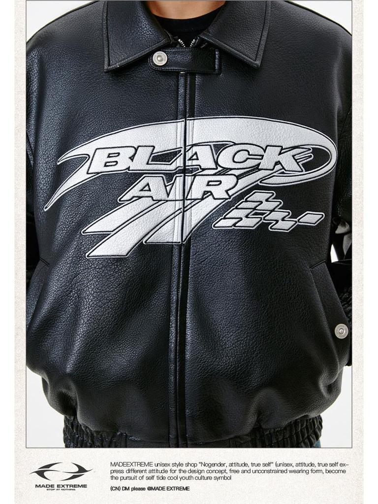 BLACKAIR Unisex Retro Street Cleanfit Lychee PU Leather Jacket