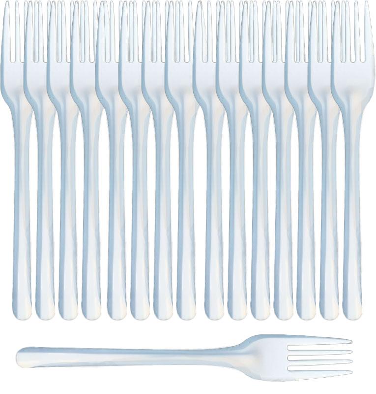 Widelce Plastikowe Wielokrotnego Użytku Białe Widelec Sztućce Grill 100Szt