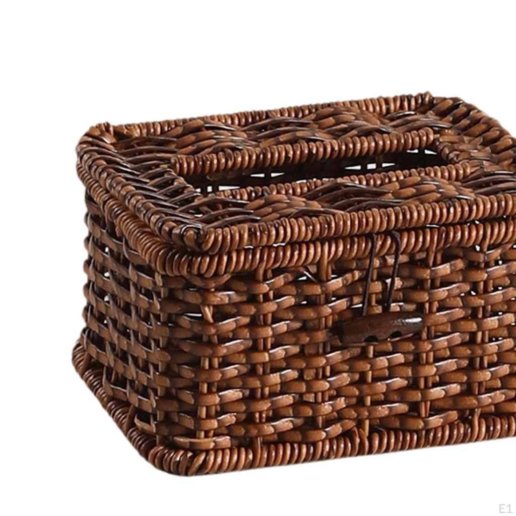 Tissue Box Cover Facial Dispenser Woven Napkin with Lid for Living Room