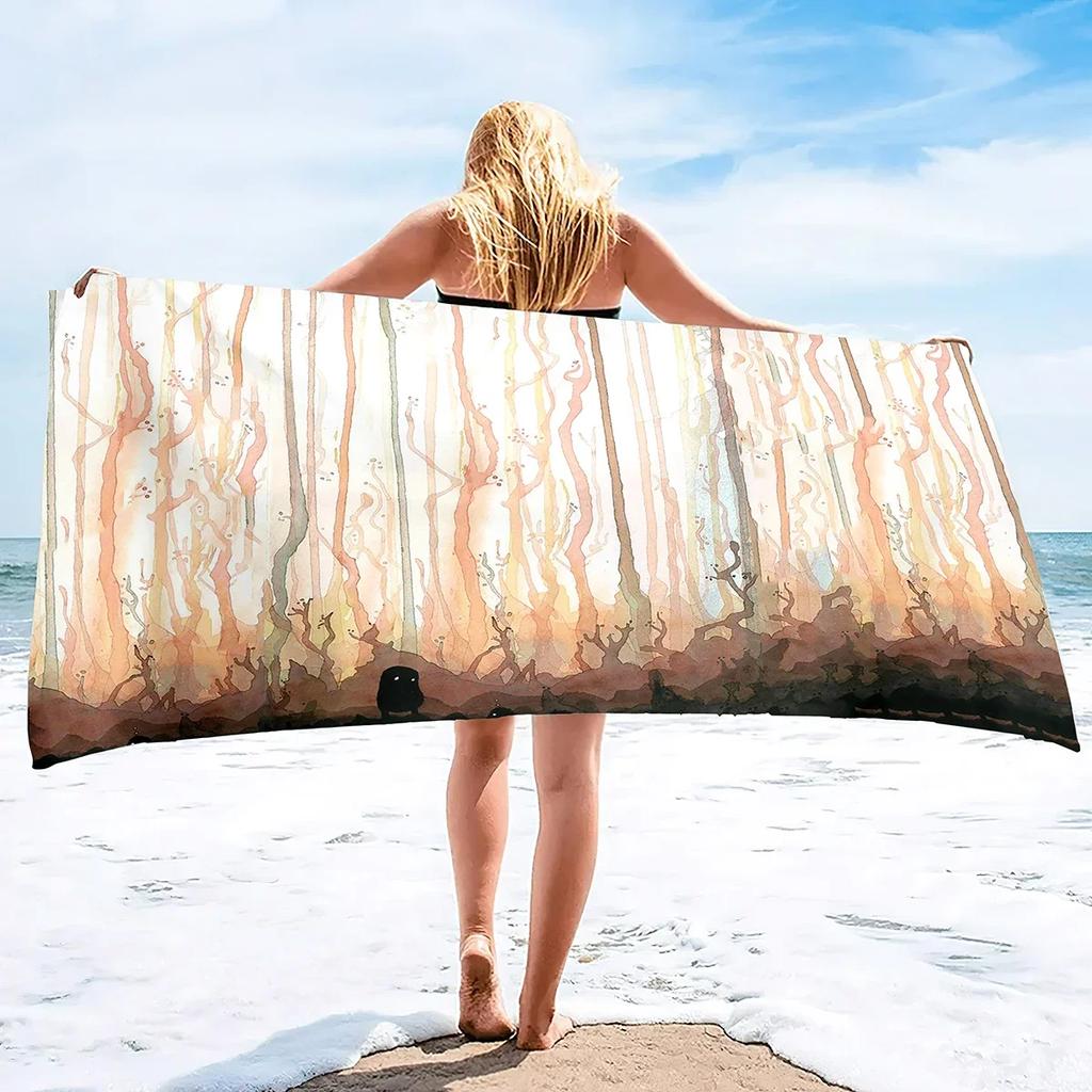 Microfiber Beach Towels Quick Drying Towels,Ink Painting Style Absorbent Sand Free Swim Pool Pool Towels Blanket for Camping