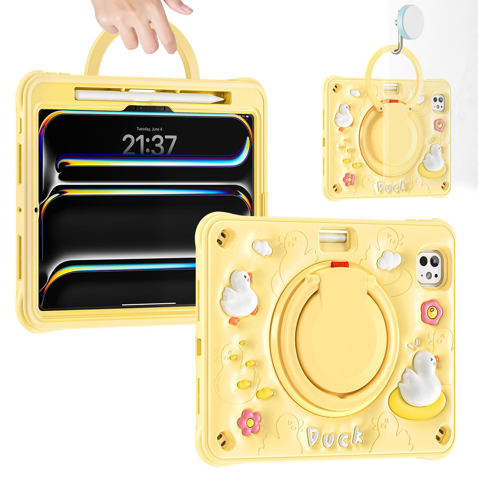 

For iPad Pro 11 (2024) Case Cartoon Duck Kickstand PC+Silicone+TPU Tablet Cover A