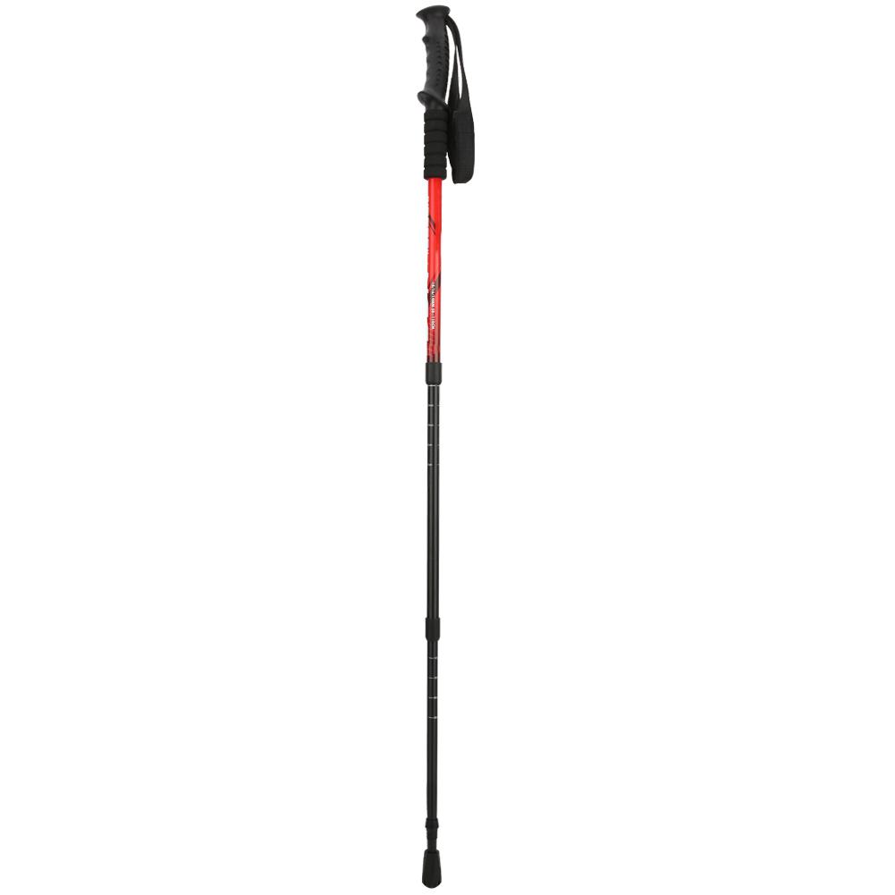 Three Sections Aluminium Alloy Damping Alpenstock Straight Handle Internal Lock Telescopic Trekking
