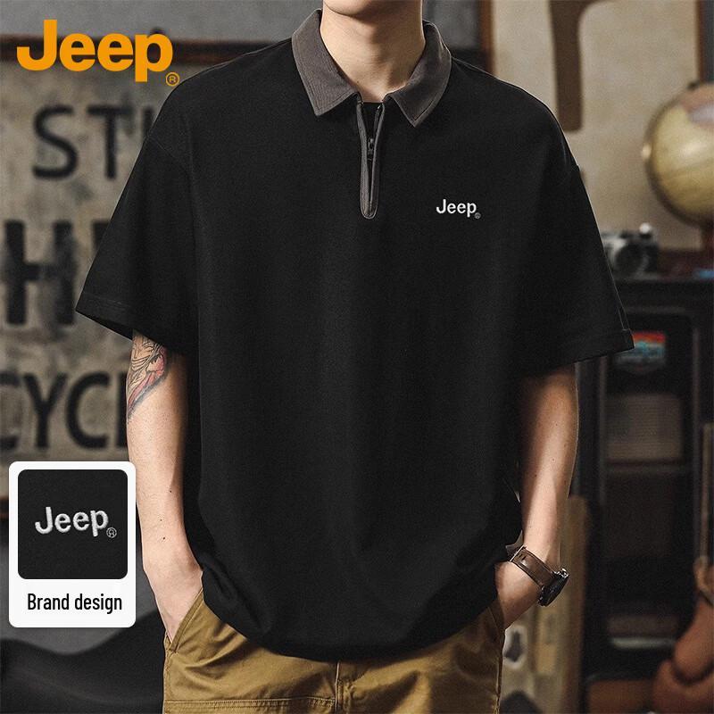 

JEEP Men s Summer Short-Sleeve Zipper Polo Shirt 4XL
