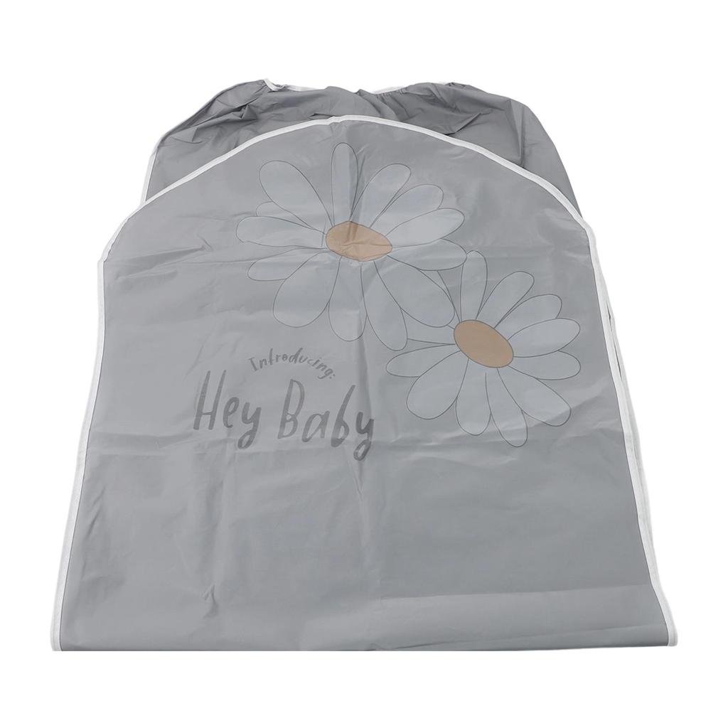 Copri ventilatore in tessuto grigio con stampa floreale a cartoni animati e chiusura con coulisse
