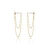 VOQ Silver Color Lip O Chain Tassel Earrings Women's Rear Hanging Double Chain Earrings Summer Beach Party Jewelry
