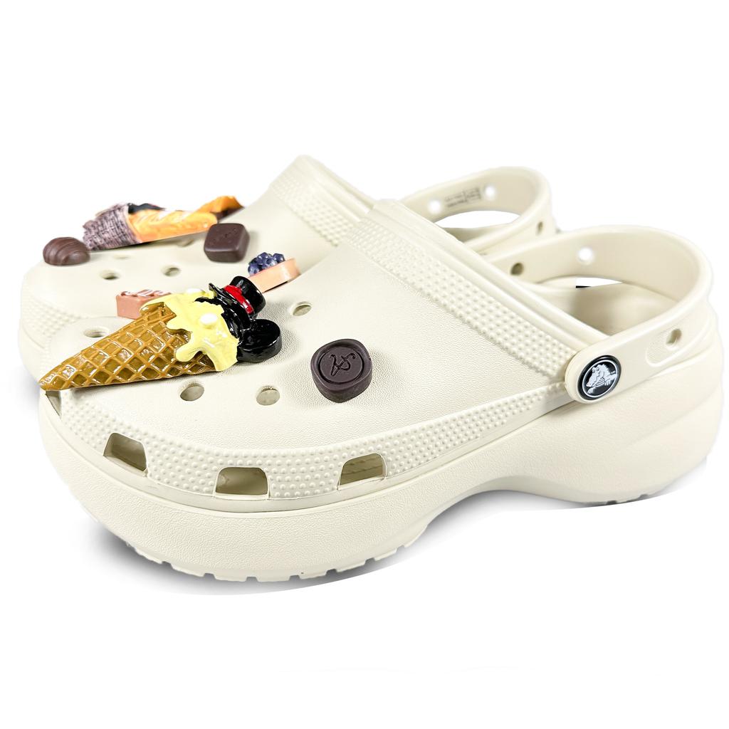 Crocs Classic Platform Clog EVA Ice Cream Cloud Beach Versatile Casual and Comfortable Hole Shoes Women's Bone White