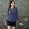 New ArrivalS Open Run Women S Frill deSign Long Sleeve Layered T ShirT buSTier