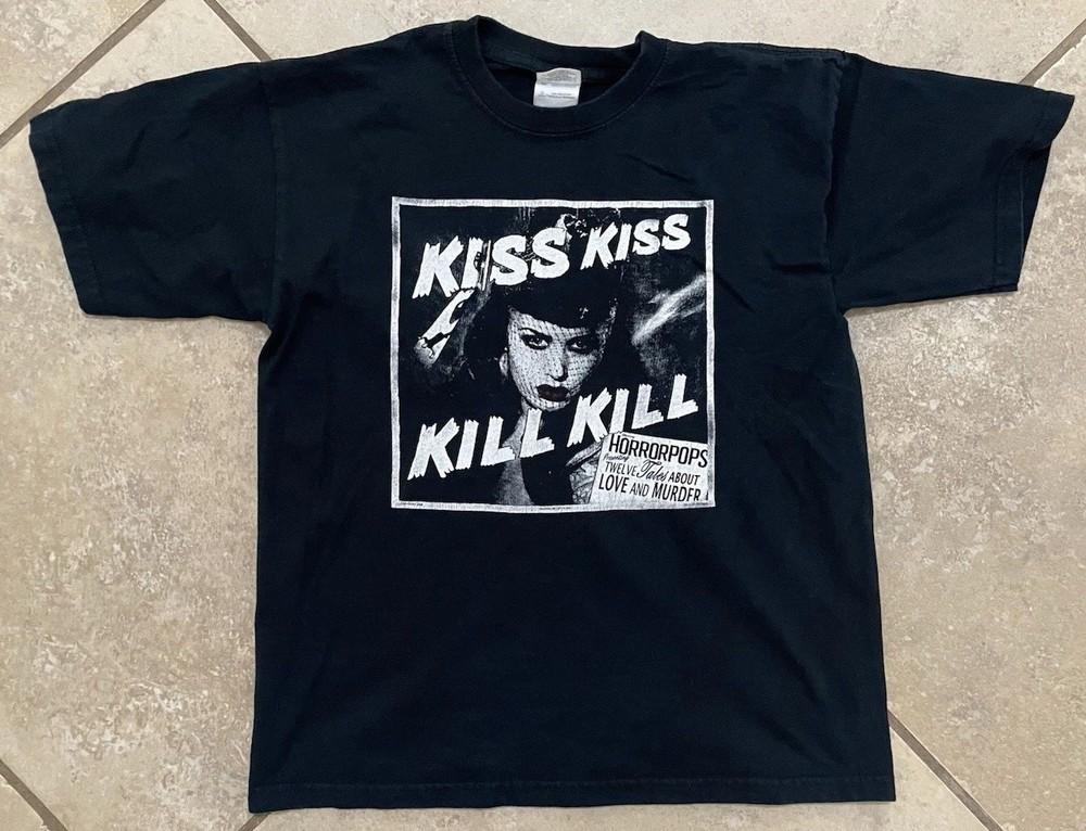 Horrorpops 2008 Kiss Kiss Kill Kill ФУТБОЛКА Хлопок Классическая Унисекс Футболка S335 Унисекс Футболка M
