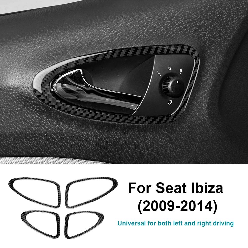 Real Soft Carbon Fiber Sticker For Seat Ibiza 6j 2009 2010 2011 2012 2013 2014 LHD RHD Car Inner Door Handle Panel Accessories
