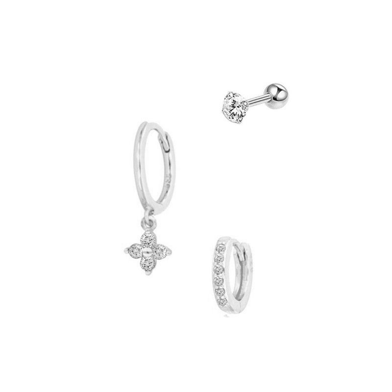 New Design Stainless Steel Cubic Zirconia Chain Hoop Earring For Women Star Moon Pendant Cartilage Earring Piercing Jewelry