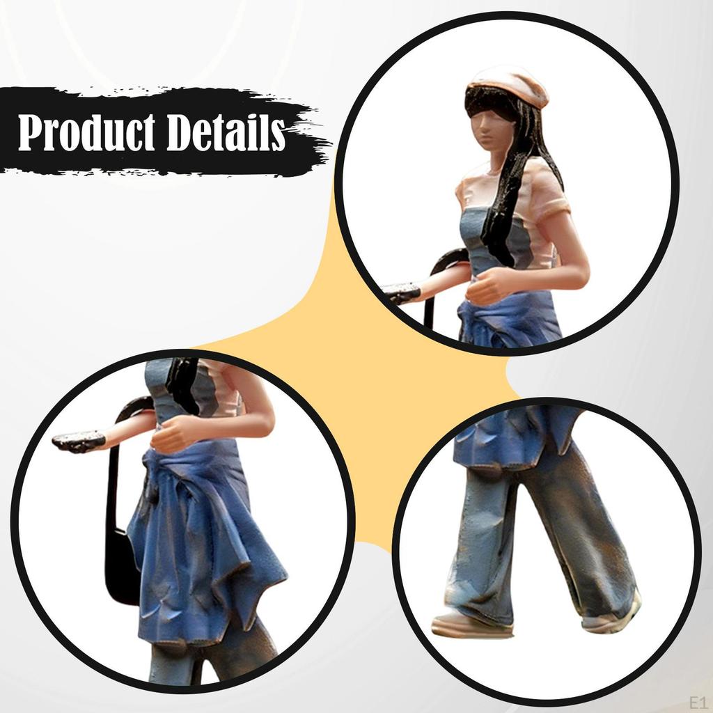1/64 Scale Walking Girl Model Resin Toy Realistic Collectible Tiny People for Micro