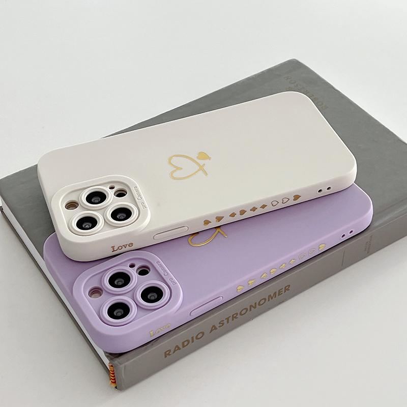 Love Heart Matte Silicone Phone Case For iPhone 11 12 13 14 15 Pro Max XS X XR 7 8 15 Plus SE 2020 Camera Lens Protection Cover