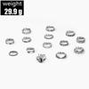Retro Floral Carved Multi-Piece Stacking Ring Set
