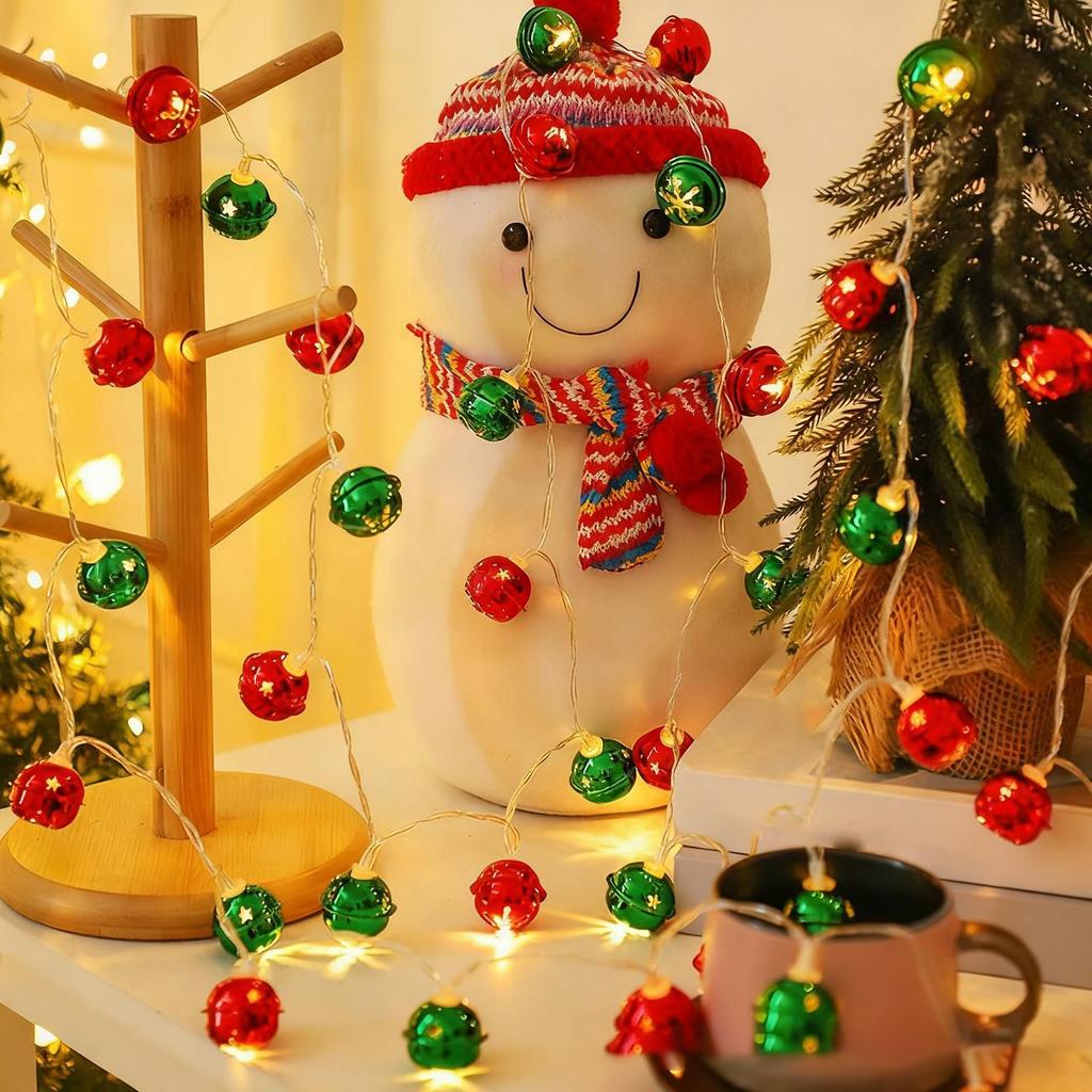 Bell String Lights Festive Waterproof LED Christmas Tree Decorations Festival Indoor Fireplace String Lights For Table