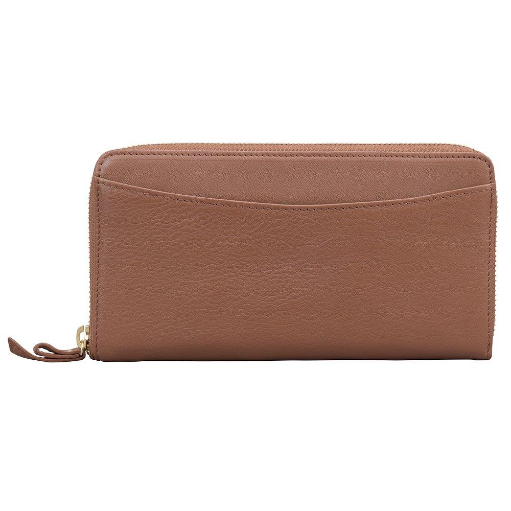 Chiocciola Genuine Leather Long Wallet with Ample Clear At a Glance Women's Storage, (Brown)