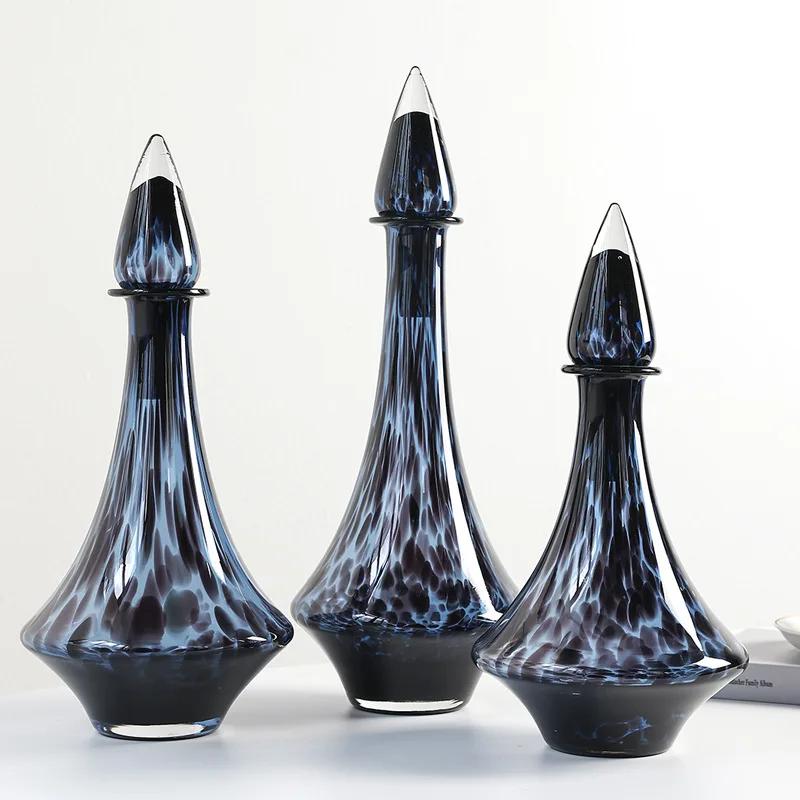 Glass Vase Transparent Leopard Print Flower Vase Glassware with Lid Floral Arrangement Accessories Terrarium Home Decoration