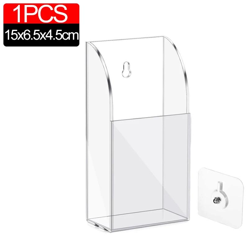 

5/1 шт. Настенная полка для хранения Акриловый держатель для пульта дистанционного управления кондиционером Многофункциональный прозрачный ящик для хранения с крючками