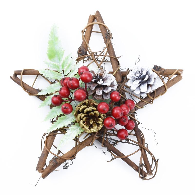 1pc 10/15/20cm Artificial Flowers Wall Rattan Star Frame Wreaths Christmas Decoration For Home DIY Handmade Door Hanging Wedding