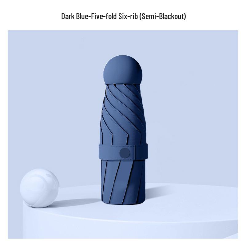 Compact Capsule Umbrella with UV Protection and Black Glue Sunshade
