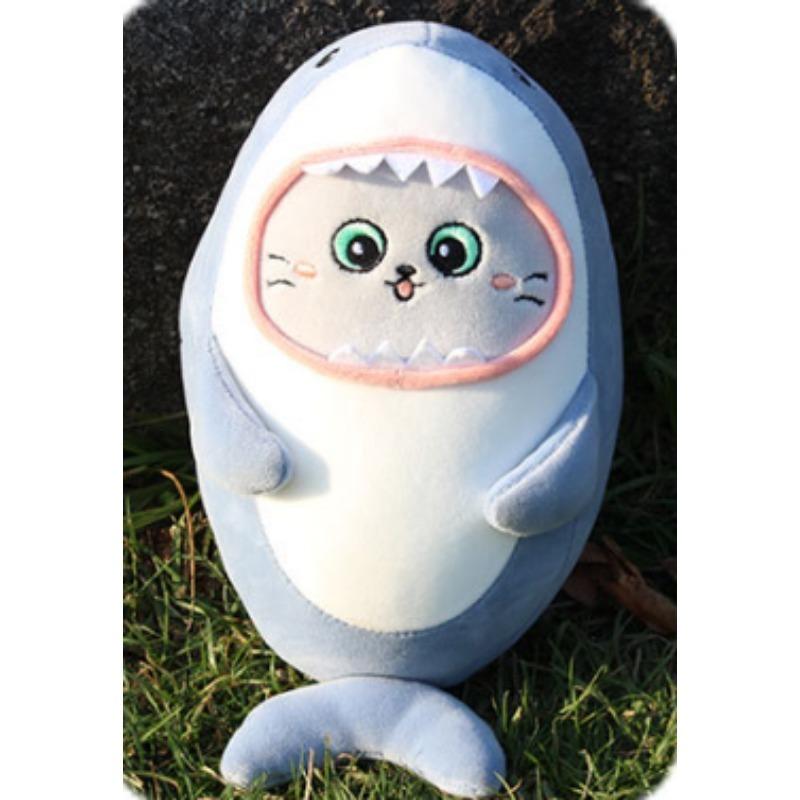 30CM Cat Face Shark Plush Toy Shark Soft Stuffed Doll Shark Pillow Office Pillow Toy Christmas Children's Gifts Stuffed Doll