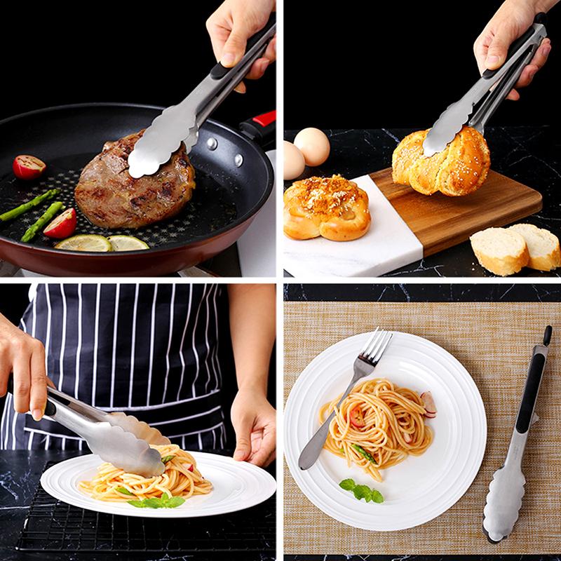 Extra Long Stainless Steel BBQ Tongs Salad Food Clips Bread Pasta Serving Tongs Non-Stick Kitchen Cooking Tools