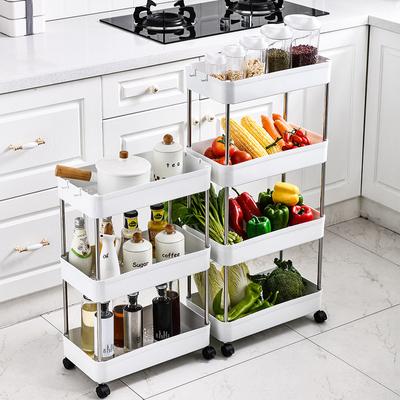 2/3/4 Tier Rolling Utility Cart Storage Shelf Movable Gap Storage Rack Kitchen Bathroom Slim Slide Organizer Shelf Livingroom Rack