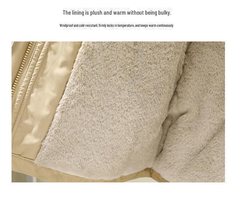 Korean Style Winter Parka: Women's Loose, Thickened Cotton Coat with Stylish Velvet Accents