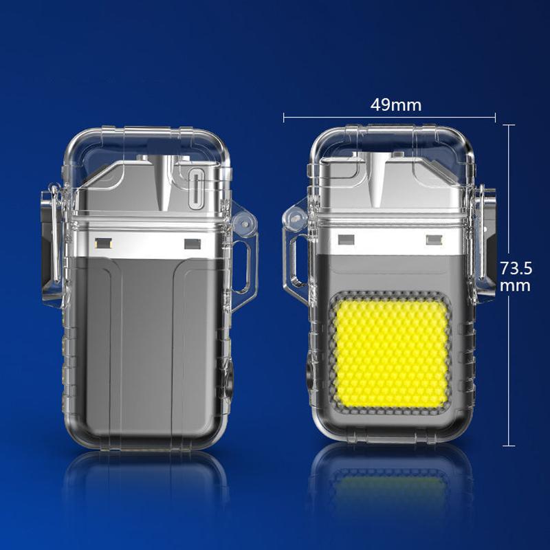 Multi-Function Electric Wire Lighter Waterproof With Emergency Keychain Light Portable Mini Rechargeable Cigarette Lighter