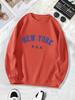Women's New York Letter Print Velvet Sweatshirt - Autumn/Winter Collection